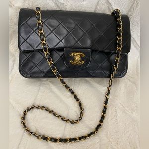 Chanel vintage 2 series black small double flap bag.